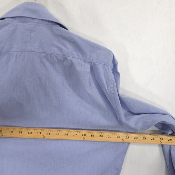 Peter Millar Dress Shirt Mens 16-35 Blue White Pinstripe Long Sleeve Button Up - Picture 7 of 11